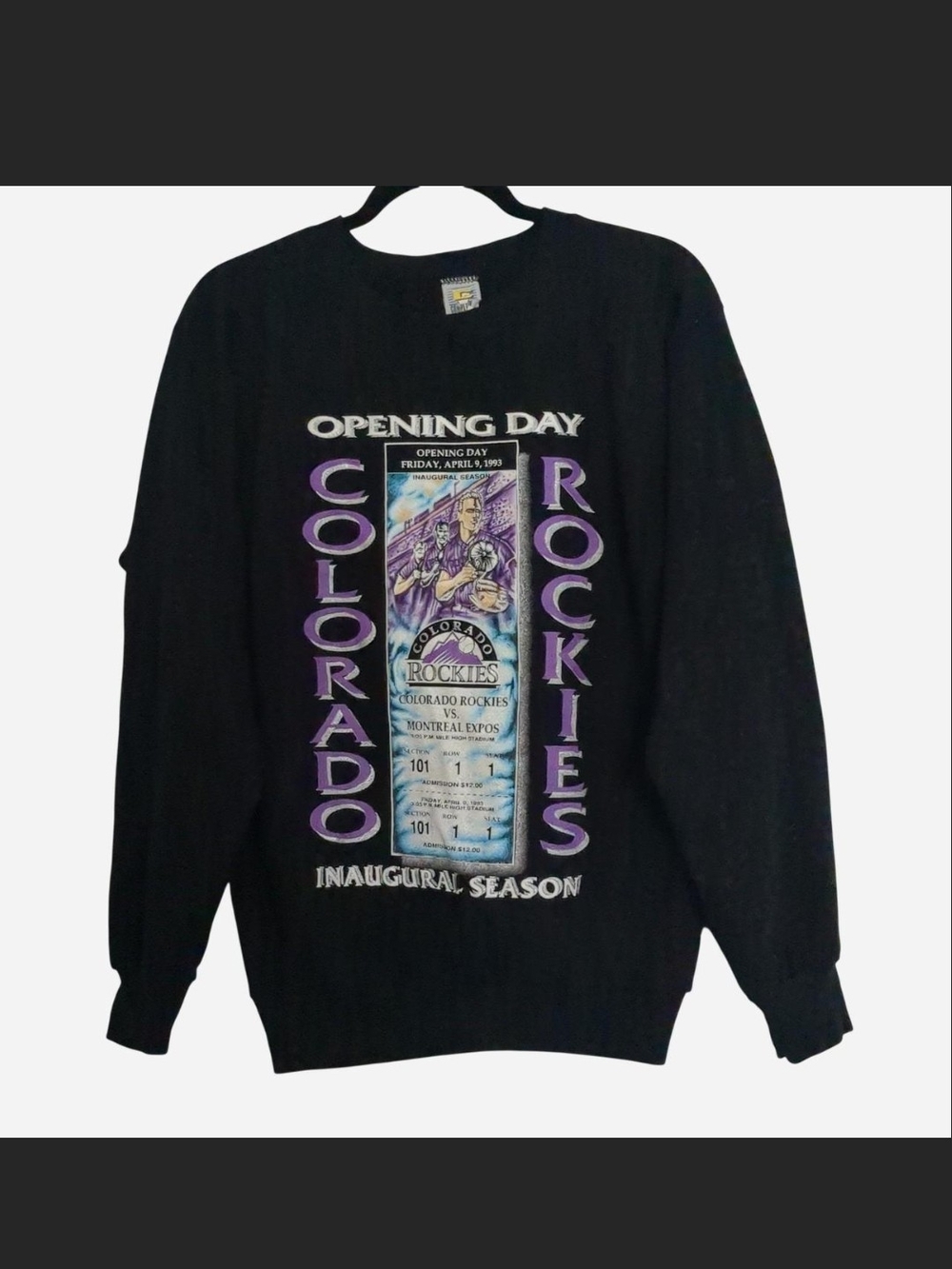 Colorado Rockies Black Opening Day Graphic Crewneck Sweatshirt